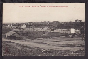 FRENCH INDO CHINA TONKIN c1910 QUANG YEN - COLONIAL ARTILLERY CAMP POSTCARD - Bild 1 von 2