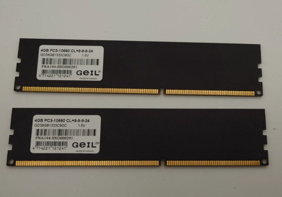 2x 4GB GEIL Dragon GD38GB1333C9DC 8GB DDR3 1333MHz PC3-10660U PC RAM Kit✅ - Bild 1 von 2