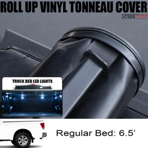 For 04-15 Titan 6.5'/78" Bed Lock & Roll Up Soft Tonneau Cover+White LED Lights - Picture 1 of 7