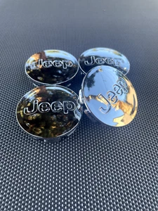 JEEP SET OF 4 CHROME 55mm/2.16in Wheel Center Caps LIBERTY GRAND CHEROKEE - Picture 1 of 11