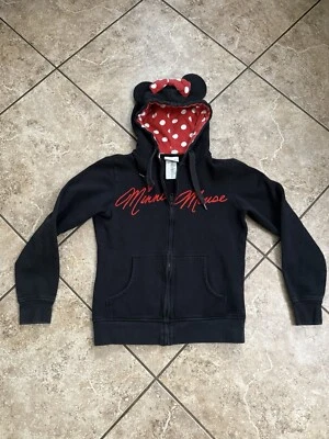 Disney Parks Minnie Mouse Ears Hoodie Womens Medium Full Zip Black - Image 1 of 4