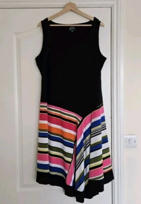Coco Bianco Sleeveless Asymmetric Hem Colourblock Dress, Olive/Pink Multi Sz XL  - Image 1 of 4
