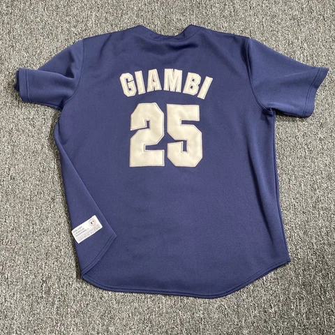 True Fan MLB Yankees Baseball Button Down Jersey Giambi #25 Size Large Cover