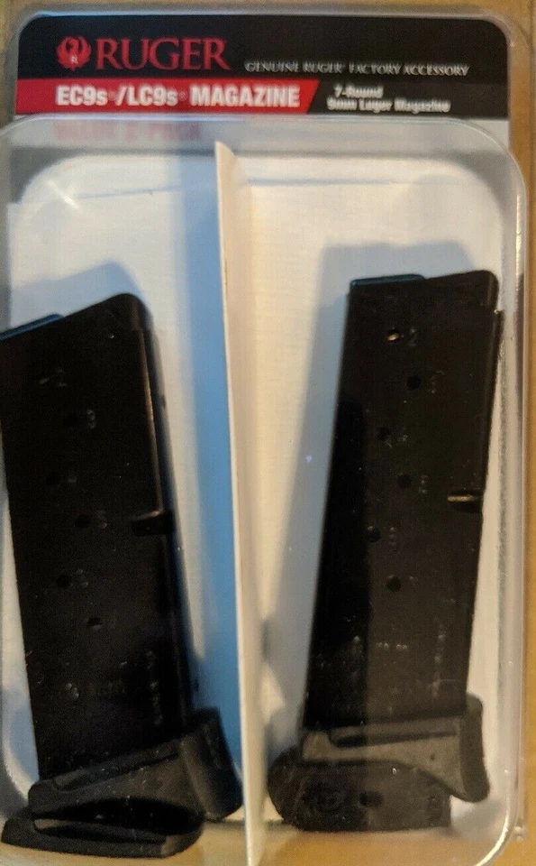 Cargador redondo RUGER LC9 LC9S EC9S 9 mm 7 OEM 7rd Mag 90642 valor paquete de 2 - NUEVO Foto 1 de 4