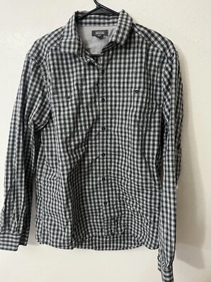 Рубашка Kenneth Cole New York мужская стандартного покроя с длинным рукавом большая серая клетчатая в клетку - Изображение 1 из 4