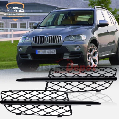 Gloss Black Honeycomb Front Bumper Lower Grille Covers For 2007-2010 BMW X5 E70 — 第 1/4 张图片