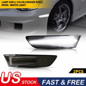 For 03-07 Infiniti G35 Coupe 2D White LED Smoked Front Bumper Side Marker Lights - Picture 1 of 11