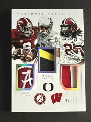 Parche con el logotipo de Panini National Treasures Cooper/Mariota/Gordon Alabama 2015 2/10  Foto 1 de 2
