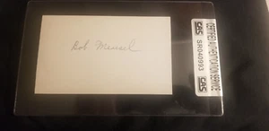 TARJETA ÍNDICE BOB MEUSEL YANKEES STAR FIRMADA A MANO AUTOGRAFIADA DE COLECCIÓN 3X5 ESTUCHE RARO - Imagen 1 de 4