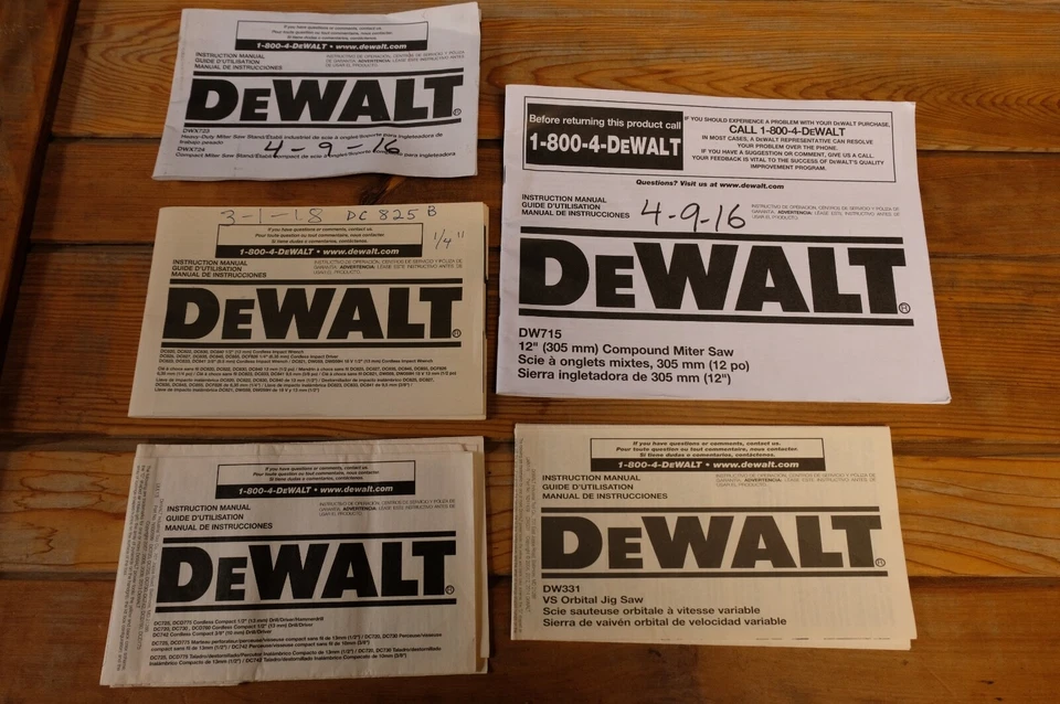 DeWalt Power Tool Manuals Instruction Owners Operators Books Lot Cordless - Image 1 of 1