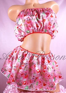 Sissy Satin Skirt or Bra for MEN - Matching Christmas Pink Treats shiny wetlook - Picture 1 of 2