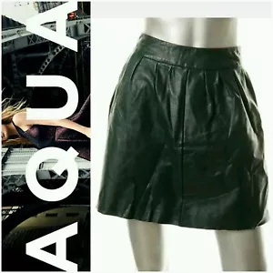 🛍 $288 Aqua Green Leather Pleated Above Knee A-Line Skirt Bottoms ~ M M3020🛍 - Picture 1 of 19