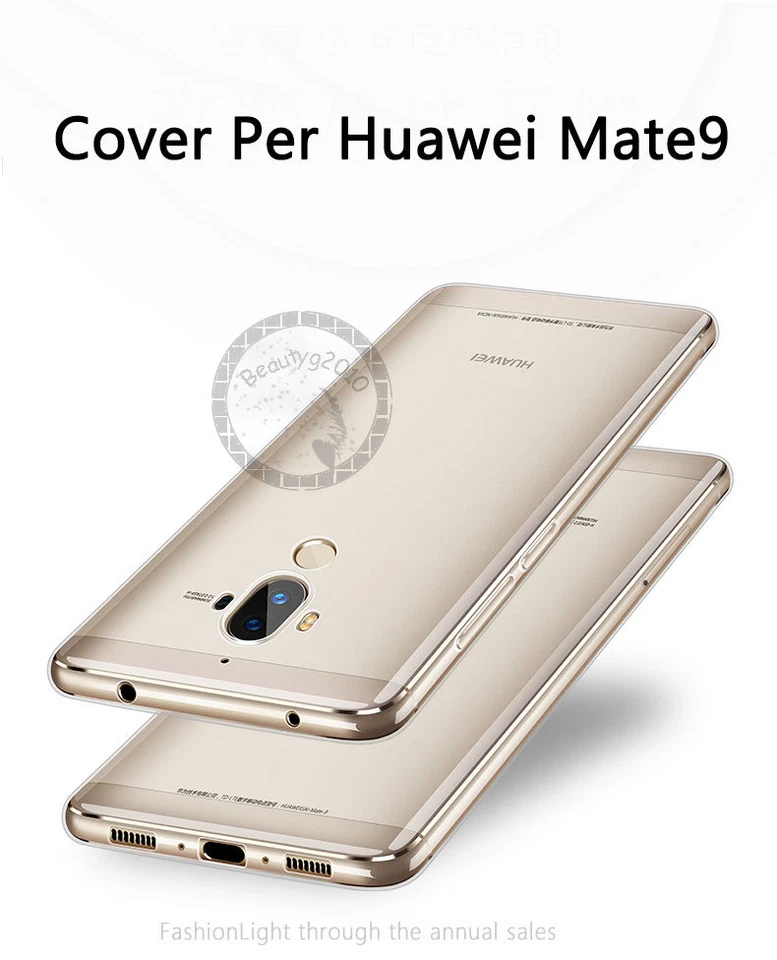 CUSTODIA COVER PER Huawei Mate 9 SLIM TRASPARENTE morbido TPU copertura bordo - Immagine 1 di 4