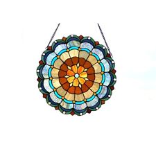 Window Panel Tiffany Style Stained Glass Multi Colors Round 18" Diameter