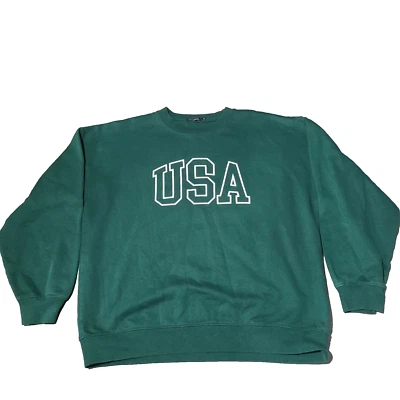 USA Sudadera Para Hombres S Verde Blanco Estilo Plantilla Cuello Redondo Pullover Marca Boohoo Foto 1 de 4