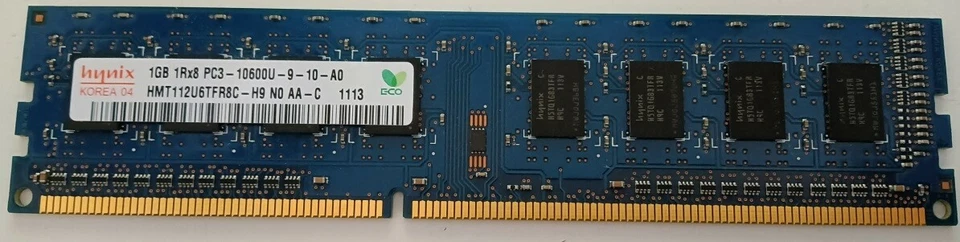 RAM DDR3 Hynix HMT112U6TFR8C-H9N0 AA-C 1GB PC3-10600U 1333MHz CL9 240 Pin - Immagine 1 di 1
