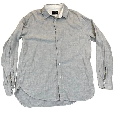 Rag & Bone Mens Button Up Shirt Classic Fit Medium Gray Herringbone Long Sleeves - Image 1 of 4
