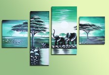 Muzagroo Art Oil Paintings Africa Elephants Walking Hand Painted on Canvas for M