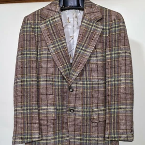 Vintage 60s Wool Plaid Tartan USA Union made Sports Blazer 39 Short - Picture 1 of 5
