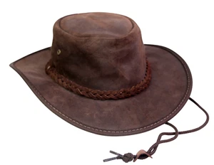 Barmah Hats USA HANDCRAFTED Brown Genuine Leather Suede Cowboy Men's Hat Sz XL - Picture 1 of 11