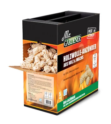 Mr. Gardener Holzwolle Kaminanzünder 5 kg Grillanzünder Bio Anzünder
