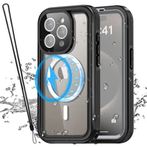 For iPhone 15 Pro Max/15 Pro MagSafe Magnetic Waterproof Shockproof Case Cover - Picture 1 of 12