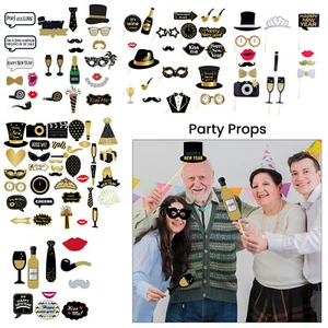 Feliz Año Nuevo Fiesta Fotomatón Accesorios Fiesta Decoración Selfie Prop Anteojos 2025 - Imagen 1 de 18