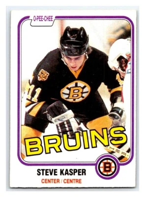 1981-82 O-PEE-CHEE STEVE KASPER NHL ROOKIE RC HOCKEY CARD #4 BOSTON BRUINS BV - Image 1 of 2