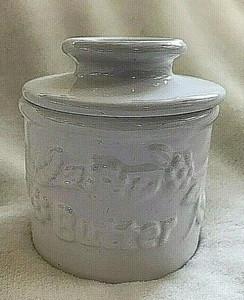 Butter Bell Original Crock L. Tremain French Ceramic Dish White Raised Floral  - Picture 1 of 5