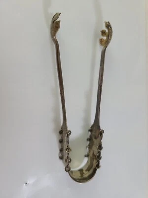 Fab! Sueco ~ Bólido ~ Pinzas de azúcar decorativas ~ Plata maciza 830 ~ Bonita pátina Foto 1 de 4