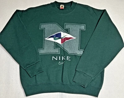 Sudadera Swoosh Verde De Colección Años 80-90 Fruit Of The Loom x Nike Talla Lg Hecha en EE. UU. Foto 1 de 4