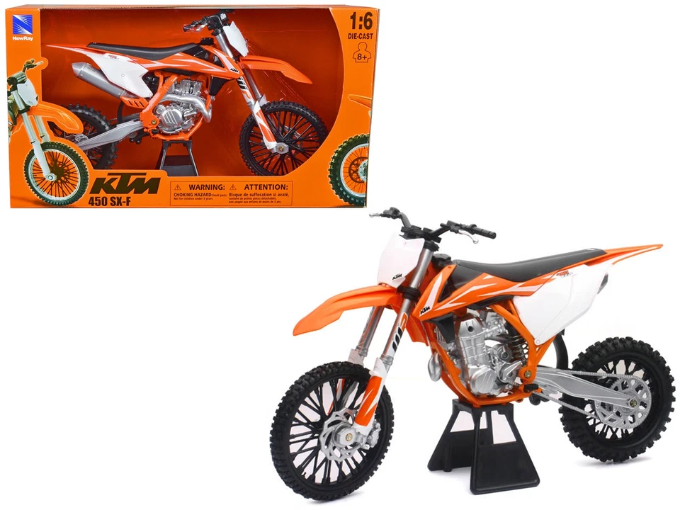 Moto de cross 2018 Ktm 450 Sx-F naranja escala 1/6 motocicleta diecast de New Ray 49613 Foto 1 de 1