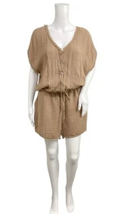 Pagliaccetto Michael Stars cotone garza donna XL marrone coulisse tasche pieghe - Foto 1 di 13