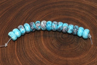 Cuentas de cerámica azul con rondelle gris 10x5mm Foto 1 de 4