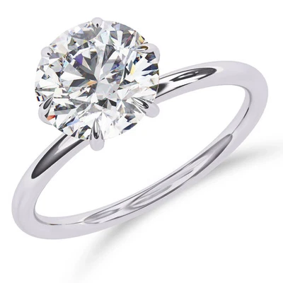 3.03 Cts Round Cut D VVS1 Lab Grown CVD Diamond Solitaire Platinum Ring - Image 1 of 4