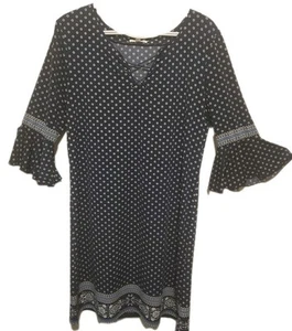 MAX EDITION Navy, 3/4 Bell Sleeve Women's Dress, Size L Nautical Travel Resort  - Picture 1 of 8