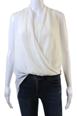 Blusa blanca sin mangas con cremallera de poliéster para mujer Allsaints Talla de diseñador 2 Foto 1 de 4