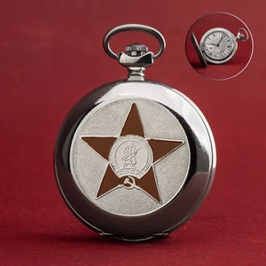 Pocket Watch Mechanical Star Hammer And Sickle Molnija 3602 Russicheuhr Analogue - Picture 1 of 7