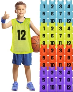 48 Pcs Pinnies for Sports Youth Pinnies Nylon Mesh Basketball Team Practice J... - Picture 1 of 7