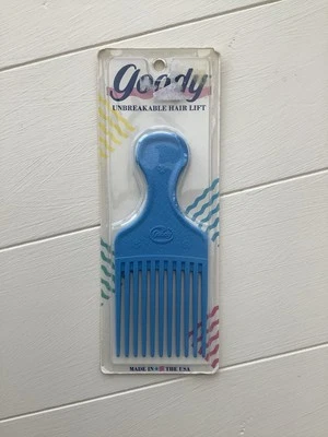 Vintage Goody Unbreakable Hair Lift Pick Comb Blue Made in USA 1989 NOS - Image 1 of 4