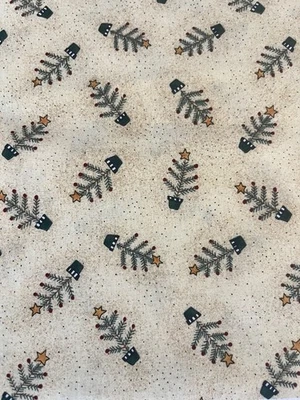 Vintage TINY CHRISTMAS TREES FROM DEBBIE MUMM - 100% COTTON FABRIC 2/3 yard x44” - Image 1 of 3