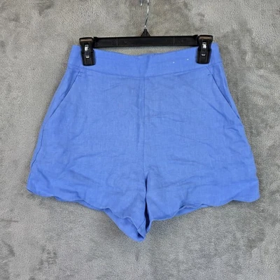 Pantalones Cortos Abercrombie & Fitch Mujer 26 Azul Lino Vieira Dobladillo tiro alto Cremallera Lateral Foto 1 de 4