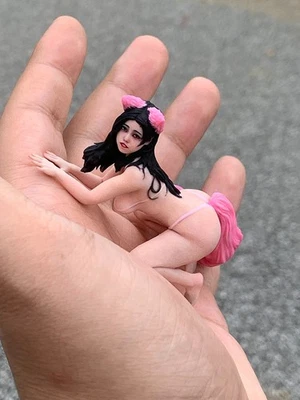 Diorama Scene Prop 1:18 Pink Fox Tail Girl Mini Doll Anime Miniature Figure Toy - Image 1 of 4