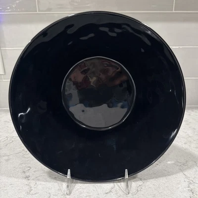 SOLID BLACK Large 10” x 4” Candy / Chip / Salad Serving Bowl Melamine Gibson NEW - Image 1 of 4