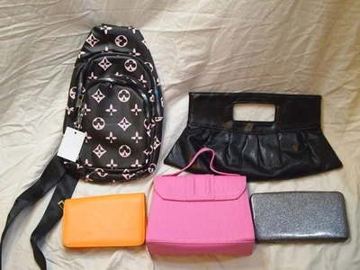 Lote de 5 Bolsos Carteras Bolso sin asas Bolsos de mano Cuero sintético Retro Foto 1 de 4