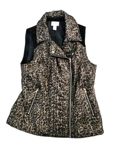 Chicos Womens Animal Print Full Zip Sleeveless Vest Size 0 - Picture 1 of 7