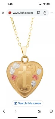 Charming Girl Kids' 14K Gold Filled Tri-Tone Heart & Cross Locket Necklace - Image 1 of 2