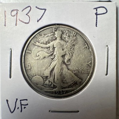 (1) Beautiful Vintage 1937-P Walking Liberty Half Dollar VF-VERY FINE - Image 1 of 2