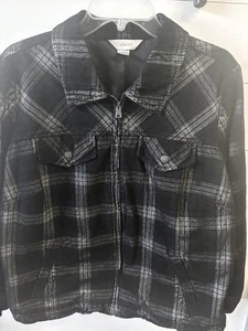 CJ Banks 1X Cord Full Zip schwarz kariert 100% Baumwolle GEFÜTTERTE Taschen - Bild 1 von 7