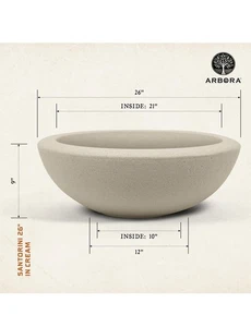 26" Santorini Schüssel Polyresin Indoor und Outdoor Pflanzgefäß mit Steinmischung Conc... - Bild 1 von 7